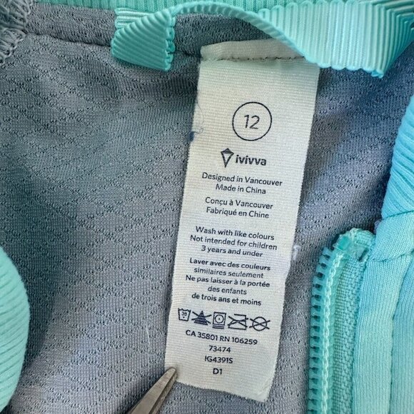 Ivivva Zip Up Jacket Size 12 Aqua Blue Athletic - Picture 6 of 9
